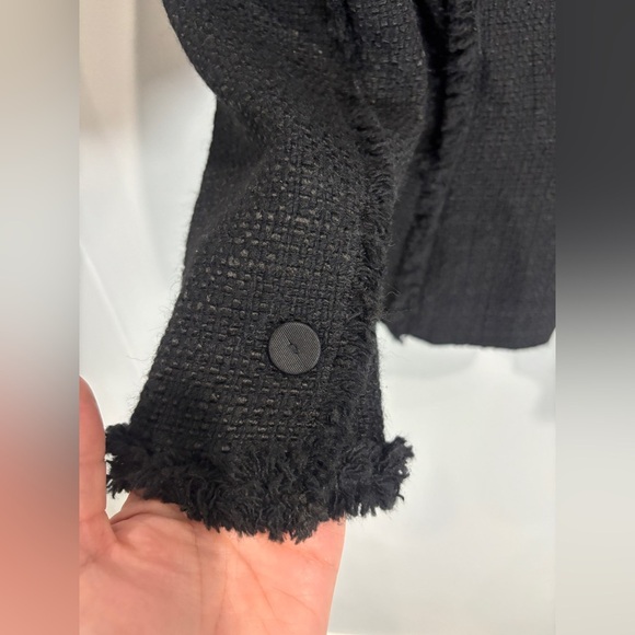 Ann Taylor Petites Wool Blend Blazer Lined Black Decorative Pin Flower Size 0P - Picture 4 of 11